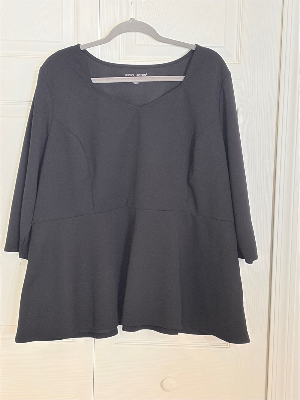 Jessica London Black Peplum Scoop-Neck Tunic